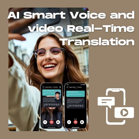 نظارات الترجمة بتقنية الذكاء الاصطناعي - ترجمة الصوت والفيديو في الوقت الحقيقي، نموذج الذكاء الاصطناعي المجاني، الترجمة الفورية، مكالمات وصوت عبر البلوتوث، مساعد صوتي ذكي، خفيف الوزن 25 جرام، مقاوم للماء IP67 in Kuwait