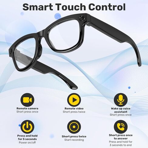 AI Smart Glasses with 1080P HD Camera, AI Real-Time Translation, Bluetooth Audio – Smart Glasses with Camera, Hands-Free Video Recorder for Travel, Sports, Outdoor Use (M01) in Kuwait