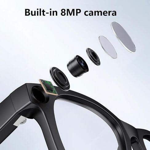 نظارات ذكية بتقنية الذكاء الاصطناعي مع كاميرا بدقة 8 ميجابكسل، وتسجيل فيديو عالي الدقة 1080 بكسل، وصوت بلوتوث مفتوح الأذن، واتصال واي فاي، ومساعد صوتي ونظارات ترجمة للقيادة أثناء السفر ومدونات الفيديو in Kuwait