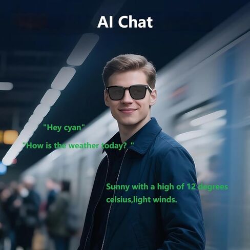 نظارات ذكية بتقنية الذكاء الاصطناعي مع كاميرا بدقة 8 ميجابكسل، وتسجيل فيديو عالي الدقة 1080 بكسل، وصوت بلوتوث مفتوح الأذن، واتصال واي فاي، ومساعد صوتي ونظارات ترجمة للقيادة أثناء السفر ومدونات الفيديو in Kuwait