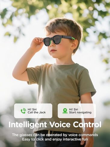 نظارات ذكية للأطفال، نظارات شمسية مستقطبة مع مكبر صوت بلوتوث، حماية رياضية/خارجية من الأشعة فوق البنفسجية والتحكم الصوتي، للأطفال من سن 6 إلى 12 عامًا (عدسة رمادية) in Kuwait