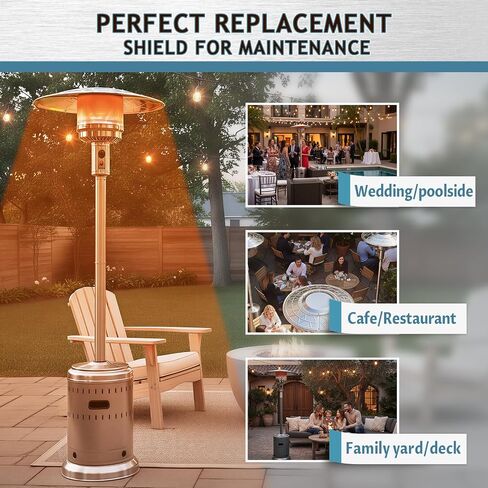 Patio Heater Reflector Shield, Propane Outdoor Heaters Replacement Part - Top Dome, 3-Hole Mount, 33" Dia Round in Saudi Arabia