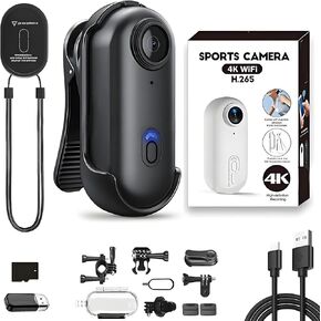 كاميرا إبهام 4K، كاميرا عمل جيب إبهام مقاومة للماء، كاميرات مغامرات الجسم الجديدة ذات الزاوية الواسعة للغاية HD 4K يمكن ارتداؤها، لركوب الدراجات والغوص والأنشطة الخارجية (أبيض، 64 جيجا) in Kuwait
