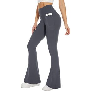 Sundwudu Black Flare Yoga Pants for Women - Soft High Waist Bootcut Leggings Tall & Long Bootleg Pants for Women in Saudi Arabia
