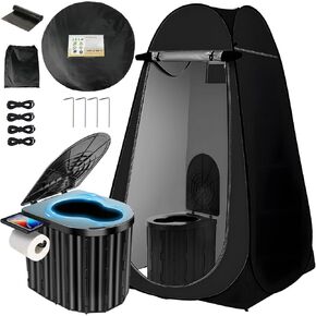 مرحاض للتخييم مع خيمة خصوصية منبثقة، قعادة قابلة للطي محمولة في الهواء الطلق، غرفة تبديل الملابس لخيمة الاستحمام مع حقيبة حمل للسفر RV والشاحنة والشاطئ وصيد الأسماك in Kuwait