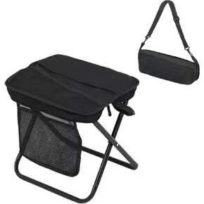مقعد ظهر قابل للطي - كرسي جيب محمول مع حقيبة تخزين، حقيبة قابلة للتحويل للحمل بدون استخدام اليدين وتدعم 265 رطل، خفيف الوزن للمشي لمسافات طويلة وصيد الأسماك والتخييم والمهرجانات (أسود) in Kuwait