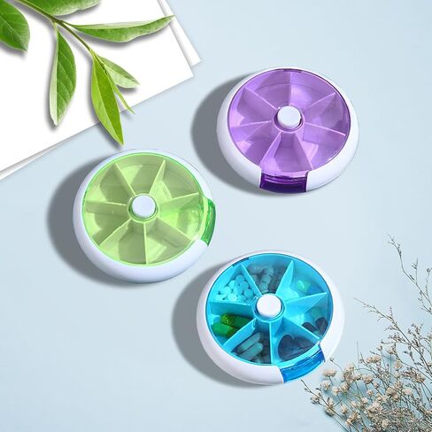 Weekly Pill Organizer Daily Pill Box 7 Day Medicine Pill Dispenser Rotate Pill Planner with 7 Compartments for Fish Oil Supplements Vitamins Container in Saudi Arabia