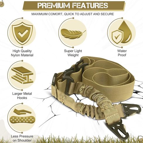 Adjustable Two Point Sling - Durable Nylon Rope for Rifle Sling Strap, 2 Point Shoulder Strap with Metal Hook | Multipurpose Gun Sling for Outdoor Hunting, Shotgun & Camera in Kuwait