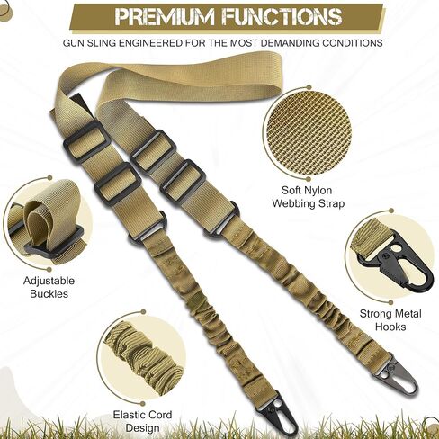 Adjustable Two Point Sling - Durable Nylon Rope for Rifle Sling Strap, 2 Point Shoulder Strap with Metal Hook | Multipurpose Gun Sling for Outdoor Hunting, Shotgun & Camera in Kuwait