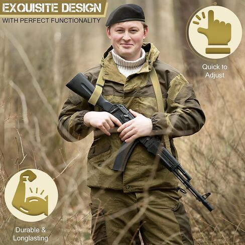 Adjustable Two Point Sling - Durable Nylon Rope for Rifle Sling Strap, 2 Point Shoulder Strap with Metal Hook | Multipurpose Gun Sling for Outdoor Hunting, Shotgun & Camera in Kuwait
