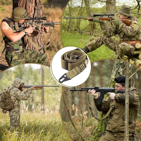 Adjustable Two Point Sling - Durable Nylon Rope for Rifle Sling Strap, 2 Point Shoulder Strap with Metal Hook | Multipurpose Gun Sling for Outdoor Hunting, Shotgun & Camera in Kuwait