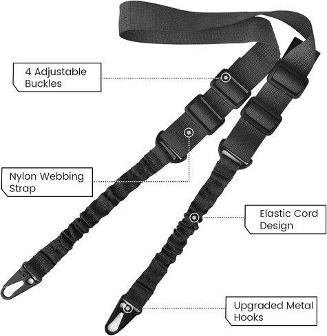 CVLIFE Two Points Sling with Length Adjuster Traditional Sling with Metal Hook for Outdoors 2 Pack in Saudi Arabia