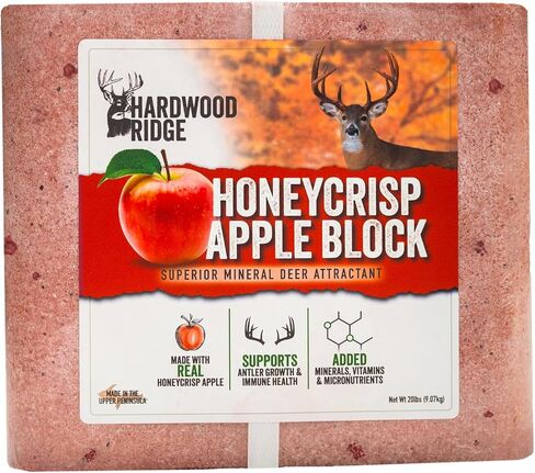 Deer Salt Lick Block, Made with Real Honeycrisp Apple – Wildlife Long-Lasting Attractant – Natural Feed with Essential Minerals for Antler Growth & Herd Health – 20 lb in Saudi Arabia