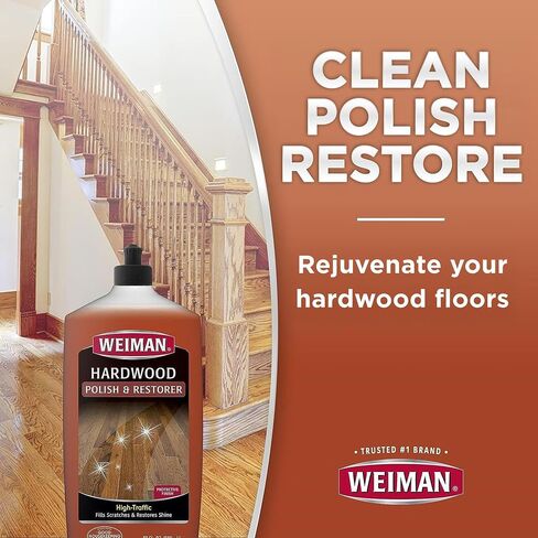 Weiman Wood Floor Polish and Restorer 32 Ounce (2 Pack) - High-Traffic Hardwood Floor, Natural Shine, Removes Scratches, Leaves Protective Layer in Saudi Arabia