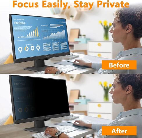 24 Inch Privacy Screen Filter for 16:9 Widescreen Monitor - Anti-Glare, Blue Light Blocking, Easy Installation | Desktop PC Privacy Shield in Saudi Arabia