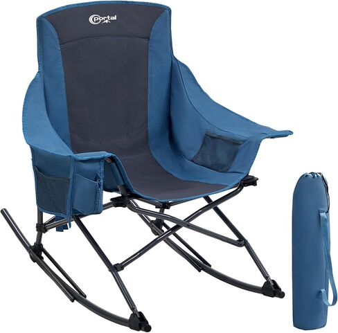 PORTAL Folding Rocking Chair, Oversized Camping Rocker Outdoor with High Back Hard Armrest, Support 300lbs (Blue) in Saudi Arabia