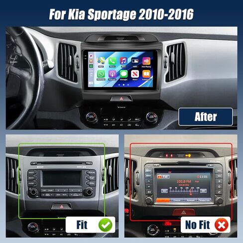 ستيريو سيارة 8Core 6G+128G لسيارة Kia Sportage 2010-2016 مع Carplay Android Auto، مشغل سيارة بشاشة لمس IPS 9 بوصة، 59UI Bluetooth 5.0 GPS WiFi FM/RDS DSP SWC كاميرا احتياطية in Kuwait