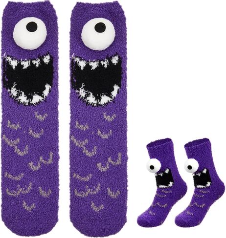 عيون ثلاثية الأبعاد من الصوف المرجاني جورب سخيف طاقم غريب جوارب جديدة مضحكة دافئة لحفلة الهالوين وعيد الميلاد in Kuwait