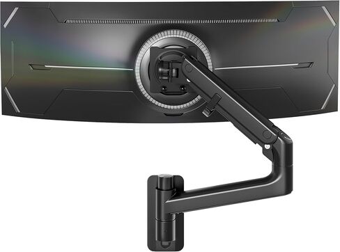 monTEK 17-49 inch Single Monitor Wall Mount for up to 44 lbs Ultrawide Screen, Premium Aluminum Heavy Duty Monitor Arm with Adjustable Gas Spring Arm, 75x75/100x100 VESA Mount, Black in Saudi Arabia