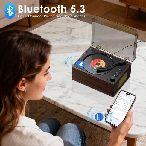 مشغل سي دي محمول مع بلوتوث 5.3، ومكبرات صوت هاي فاي، ومدخل AUX 3.5 ملم، ومشغل سي دي ريترو لتشغيل USB للمنزل (أبيض) in Kuwait