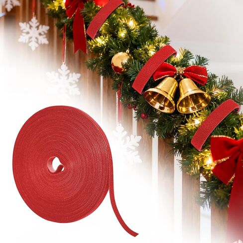 Christmas Holiday Garland Ties Hook and Loop Decorative Wreath 50FT Roll Cuttable Nylon Cable Straps for Christmas Halloween Banister, Railings, Stairs or Lamp Posts Outdoors Decoration(Green) in Kuwait