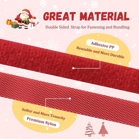 Christmas Holiday Garland Ties Hook and Loop Decorative Wreath 50FT Roll Cuttable Nylon Cable Straps for Christmas Halloween Banister, Railings, Stairs or Lamp Posts Outdoors Decoration(Green) in Kuwait