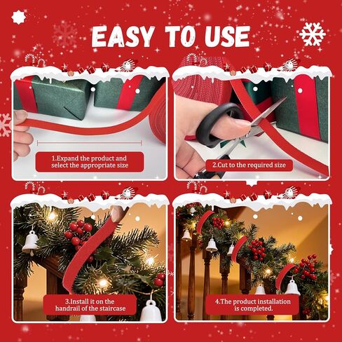 Christmas Holiday Garland Ties Hook and Loop Decorative Wreath 50FT Roll Cuttable Nylon Cable Straps for Christmas Halloween Banister, Railings, Stairs or Lamp Posts Outdoors Decoration(Green) in Kuwait