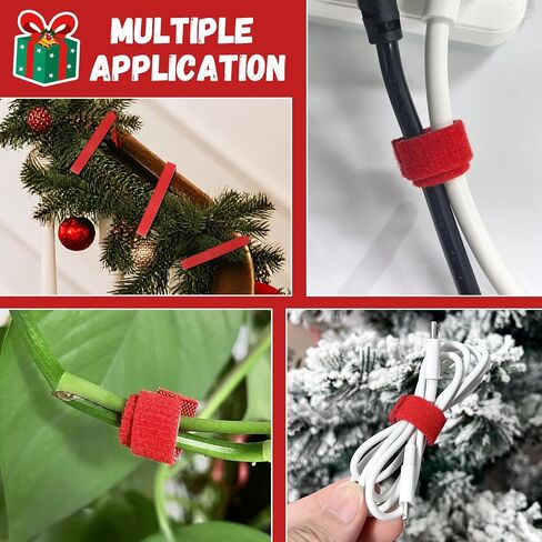 Christmas Holiday Garland Ties Hook and Loop Decorative Wreath 50FT Roll Cuttable Nylon Cable Straps for Christmas Halloween Banister, Railings, Stairs or Lamp Posts Outdoors Decoration(Green) in Kuwait