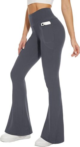Sundwudu Black Flare Yoga Pants for Women - Soft High Waist Bootcut Leggings Tall & Long Bootleg Pants for Women in Saudi Arabia