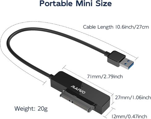 MAIWO SATA to USB Cable, 2.5 inch SATA SSD/HDD to USB 3.0 Adapter, External Hard Drive Converter Reader for 2.5 inch sata I/II/III SSD/HDD, 8TB Capacity (White) in Kuwait