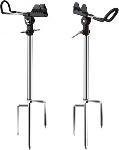 2Pack Fishing Rod Holder for Ground,360 Degree Adjustable Fishing Pole Holders,Multifunctional Fishing Rod Stand for Bank, Beach,East to Set Up,Rustproof Stainless Steel,Gift for Men in Saudi Arabia