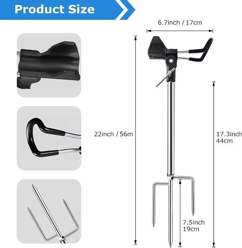 2Pack Fishing Rod Holder for Ground,360 Degree Adjustable Fishing Pole Holders,Multifunctional Fishing Rod Stand for Bank, Beach,East to Set Up,Rustproof Stainless Steel,Gift for Men in Saudi Arabia