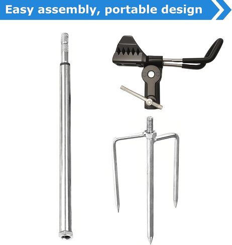 2Pack Fishing Rod Holder for Ground,360 Degree Adjustable Fishing Pole Holders,Multifunctional Fishing Rod Stand for Bank, Beach,East to Set Up,Rustproof Stainless Steel,Gift for Men in Saudi Arabia