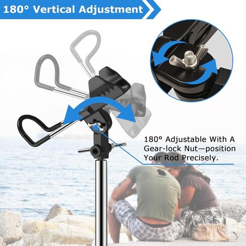 2Pack Fishing Rod Holder for Ground,360 Degree Adjustable Fishing Pole Holders,Multifunctional Fishing Rod Stand for Bank, Beach,East to Set Up,Rustproof Stainless Steel,Gift for Men in Saudi Arabia