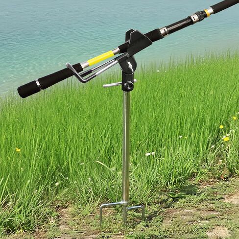 2Pack Fishing Rod Holder for Ground,360 Degree Adjustable Fishing Pole Holders,Multifunctional Fishing Rod Stand for Bank, Beach,East to Set Up,Rustproof Stainless Steel,Gift for Men in Saudi Arabia