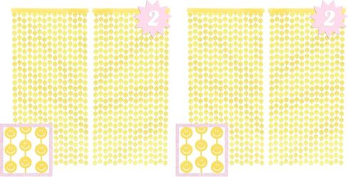 xo, Fetti Smiley Foil Curtain Party Decorations - Set of 2 | Happy Pastel Birthday Party Decorations, Cute Bachelorette Party, Baby Shower, Yellow in Saudi Arabia