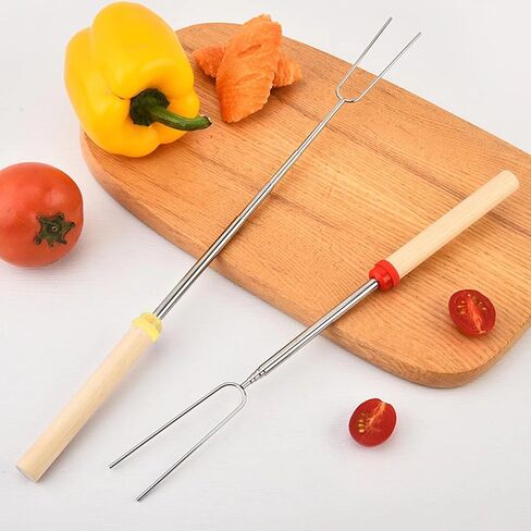 Smores Sticks for Fire Pit Long - Marshmallow Roasting Sticks Smores Kit - Smore Skewers Hot Dog Fork Campfire Cooking Equipment, Camping Essentials Gear Outdoor Accessories 32" (Yellow+Blue) in Saudi Arabia