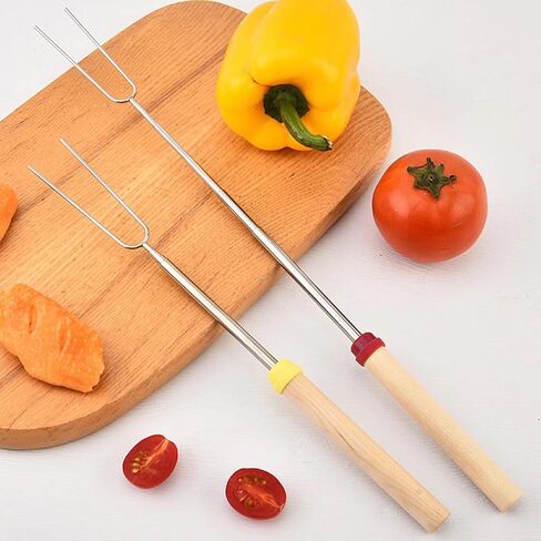 Smores Sticks for Fire Pit Long - Marshmallow Roasting Sticks Smores Kit - Smore Skewers Hot Dog Fork Campfire Cooking Equipment, Camping Essentials Gear Outdoor Accessories 32" (Yellow+Blue) in Saudi Arabia