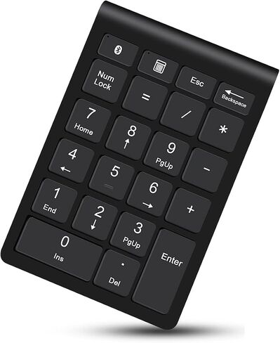 Bluetooth Wireless Numeric Keypad, Portable 22-Key Number Pad, for Laptop, PC, Des ktop, Surface Pro, Notebook, Black in Saudi Arabia