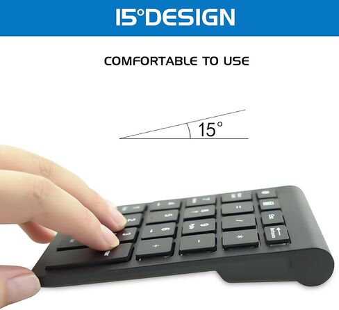 Bluetooth Wireless Numeric Keypad, Portable 22-Key Number Pad, for Laptop, PC, Des ktop, Surface Pro, Notebook, Black in Saudi Arabia