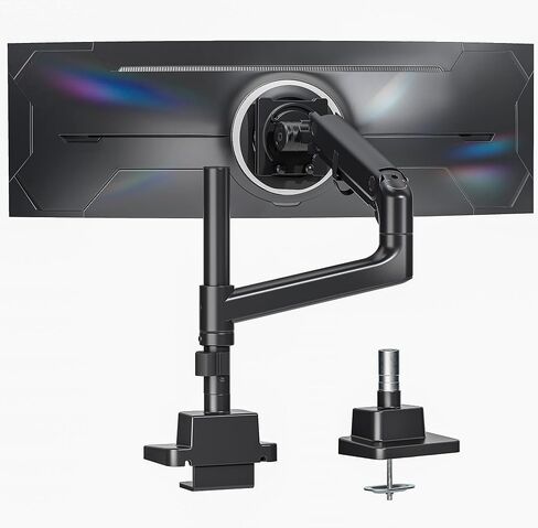 monTEK Heavy-Duty Single Monitor Arm for 17-57 inch, up to 59.4lbs Ultrawide Screens,Gas Spring Dual Curved Adjustable Monitor Stand for Desk,75/100mm VESA Mount with USB，Black in Saudi Arabia