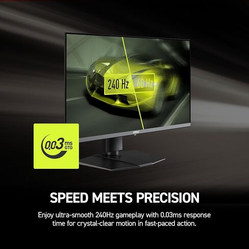 شاشة ألعاب MSI MAG 272UP QD-OLED X24 مقاس 26.5 بوصة 3840 × 2160 (UHD)، 240 هرتز، AMD Adaptive-Sync، HDR جاهز، HDMI، منفذ VGA، قابل للتركيب، قابل للإمالة، إطار نحيف من 4 جوانب، 0.03 مللي ثانية، أسود in Kuwait
