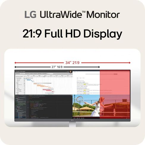 LG 34U530A-W 34-inch UltraWide WFHD (2560 x 1080) IPS Wide Computer Monitor, 100Hz, VESA DisplayHDR 400, HDMI, DisplayPort, USB Type-C, Tilt/Height/Swivel Stand, White in Saudi Arabia