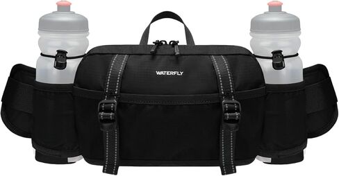 WATERFLY Large Hiking Fanny Pack: 3L Waist Bag with 2 Bottle Holders for Women Men - 9 Pockets & Adjustable Belt Lumbar Hip Packs for Travel Running Cycling Camping Workout (Bottles Not Included) in Saudi Arabia