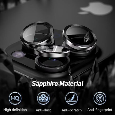 واقي عدسة الكاميرا Jeluse لهاتف iPhone 17 Pro Max/17 Pro/16 Pro Max/16 Pro/15 Pro Max/15 Pro/14 Pro Max/14 Pro، طقم محاذاة غطاء واقي الشاشة الزجاجي المقوى 9H حلقة معدنية فردية in Kuwait
