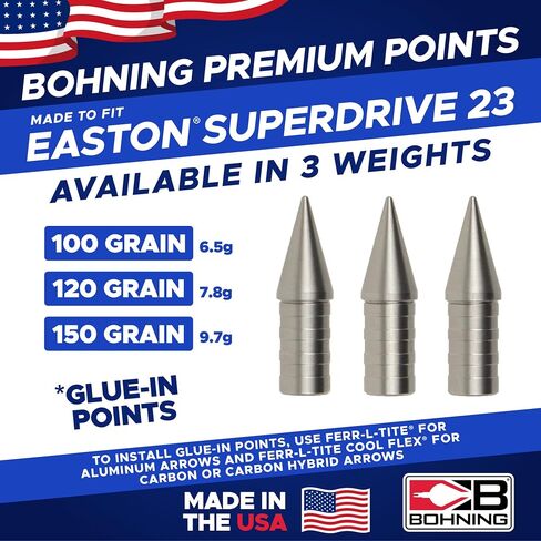 Bohning Match Grade Glue-in Points for Easton® SuperDrive 23, 120 Grain, 12pk in Saudi Arabia