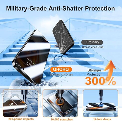 [1-Second Auto-Install] QHOHQ 3 Pack Privacy Screen Protector for iPhone Air+3 Pack Camera Lens Protector,25° Anti Spy Tempered Glass for iPhone 17 Air,[12FT Military Grade Shatterproof],Case Friendly in Saudi Arabia