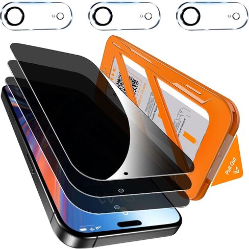 [1-Second Auto-Install] QHOHQ 3 Pack Privacy Screen Protector for iPhone Air+3 Pack Camera Lens Protector,25° Anti Spy Tempered Glass for iPhone 17 Air,[12FT Military Grade Shatterproof],Case Friendly in Saudi Arabia