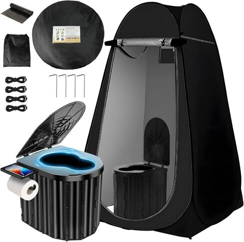 مرحاض للتخييم مع خيمة خصوصية منبثقة، قعادة قابلة للطي محمولة في الهواء الطلق، غرفة تبديل الملابس لخيمة الاستحمام مع حقيبة حمل للسفر RV والشاحنة والشاطئ وصيد الأسماك in Kuwait