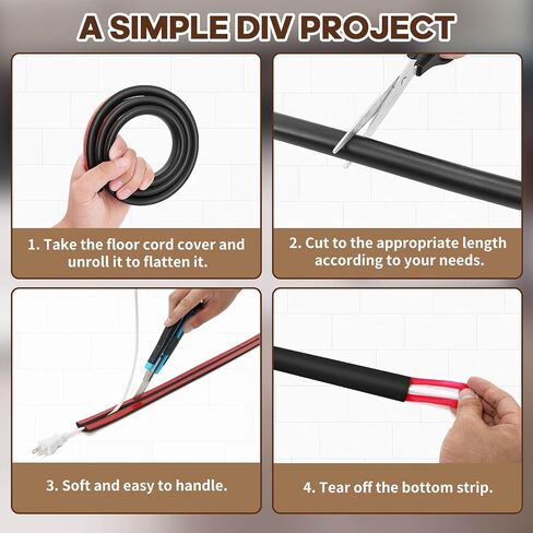 Floor Cord Cover, Floor Cable Cover, Cord Hider Floor, Soft PVC Self Adhesive, Extension Cord Covers for Floor, Prevent Cable Trips,for Offices, Gyms, Exhibitions (Brown, 1.97" x 4feet) in Saudi Arabia